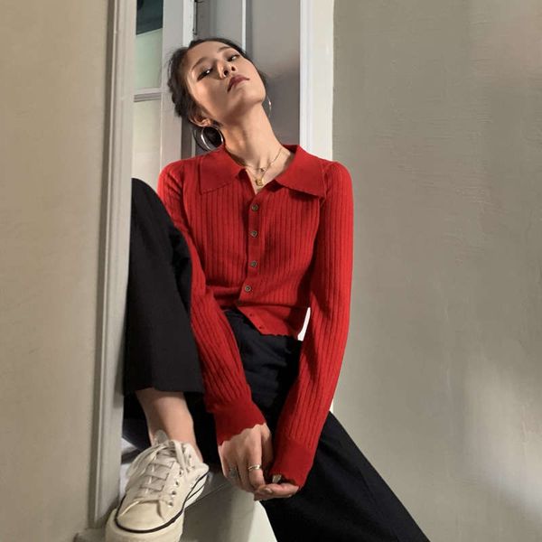 

net red 20fw autumn / winter solid color hollow lace polo neck thin knitted sweater for women fashion, White;black