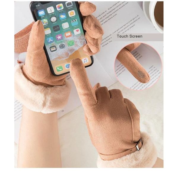 

winter gloves chamois keep warm glove double-deck thickening windbreak cold touch screen glove winter couple gloves luv sqcvzz, Black