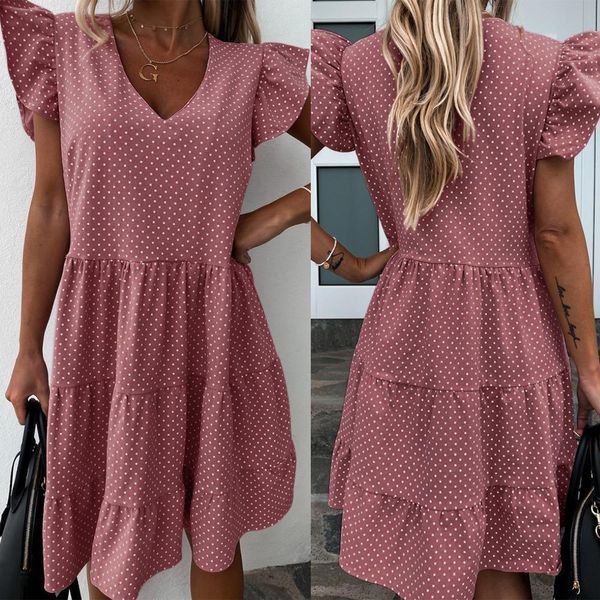 

thin section summer sweet princess dress v-neck sweet loose dress with puffed sleeves fashionable street casual dress, Black;gray