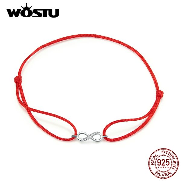 

wostu lucky infinite love red rope bracelet 925 sterling silver chain link braceltes for women wedding fashion jewelry cqb176 q1201, Black