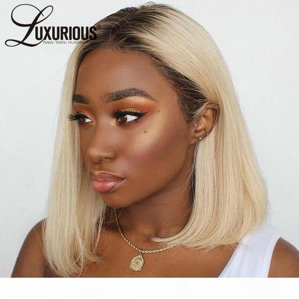 

4 613 honey blonde bob wig straight lace wig brazilian human hair lace front human hair wigs with transparent pre plucked, Black;brown