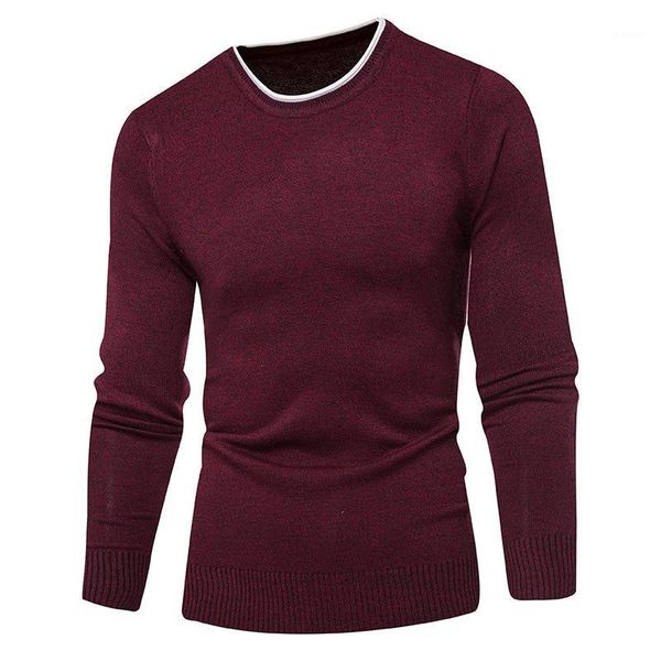 

autumn winter men's knitted o-neck sweater wool warm casual pure color pullover sweater winter slim men underwear1, White;black