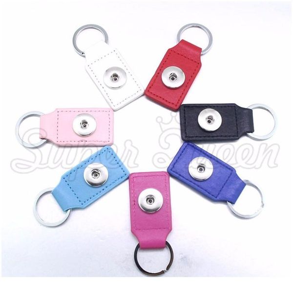 

7colors 2016 rectangle 3*6cm candy color pu leather 1 button 18mm metal snap button keychain women's diy jewelry keyr bbyweh