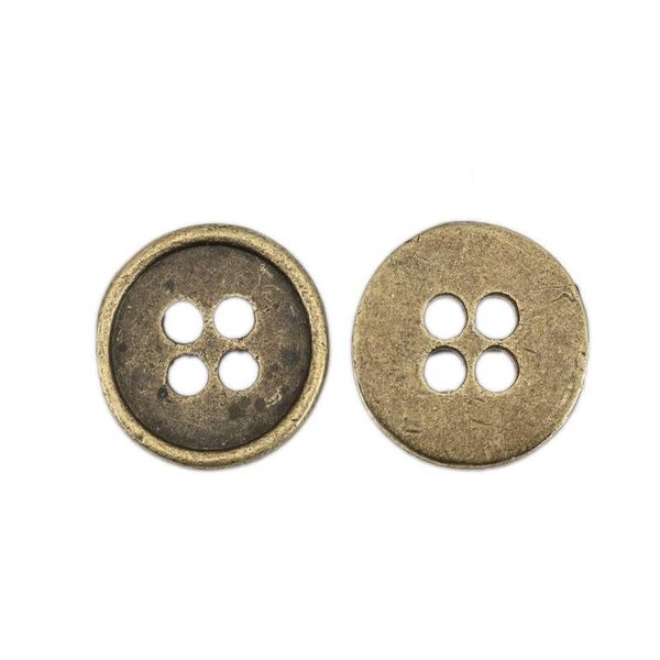 

50 pcs zinc based alloy metal sewing buttons for crafts scrapbooking 4 holes round antique bronze color buttons 1m( 4/ jllfua, Blike;white