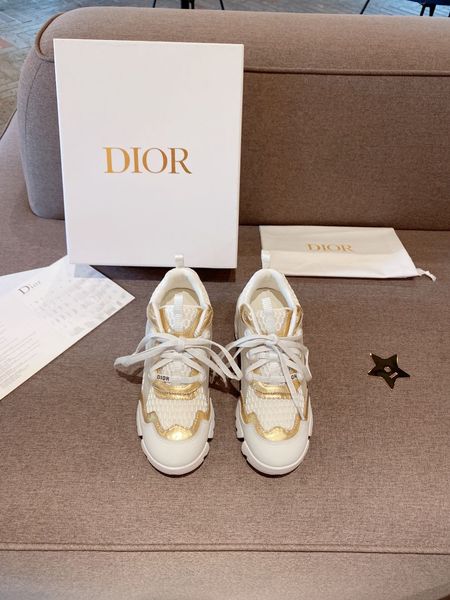 

designer womens sneakers luxury white gold stitching mesh round head flat heel sneakers with box size 35-41, Black