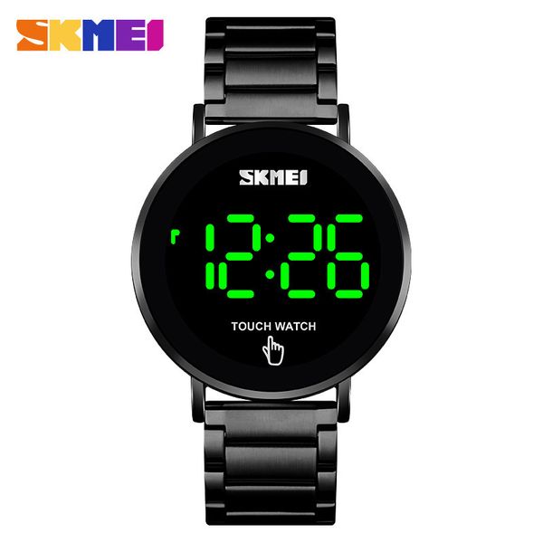 

skmei simple fashion led touch screen mens watch skmei skmei waterproof stainless steel with electronic watch, Slivery;brown