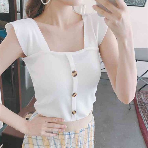 

women corset womens short summer vest button sling tank crop for women, White