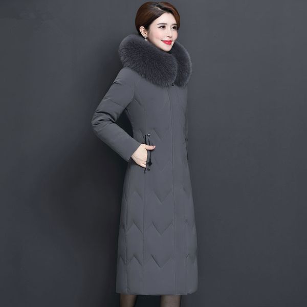 

royal fox ketram fur jacket of women turtleneck long winter coat women's clothing 2020 plus size parka chaqueta mujer my3243 gmb5, Black