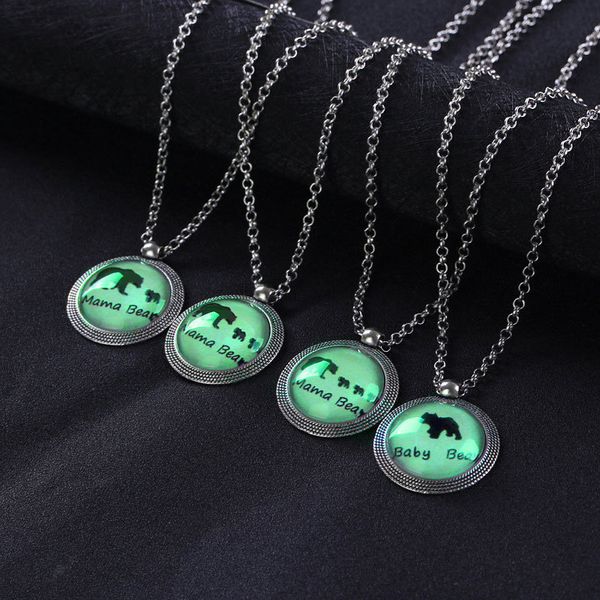 

factorykhz7necklace mama bear silver plated luminous polar bar pendant necklaces for mom wife mother's day gift birthday