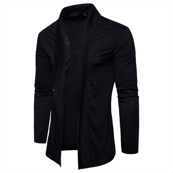 

he new 2019 men splicing cardigan without buckle knitwear fashion and personality slim knit long, Black;brown