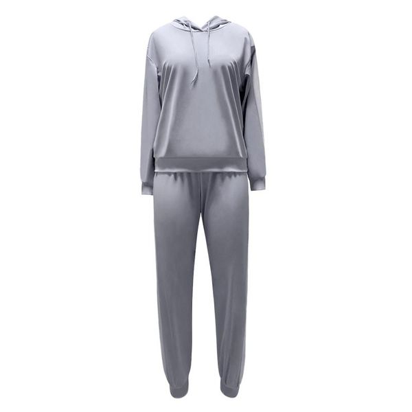 

women's tracksuits women 2 piece set outfits long sleeve striped hoodie sweatshirt + elastic waist jogger pants female solid tracksuit, Gray
