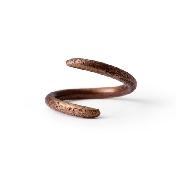 

cluster rings curving hand crafted texture solid copper ring rustic artificial oxidized resizable retro punk street for men women, Golden;silver
