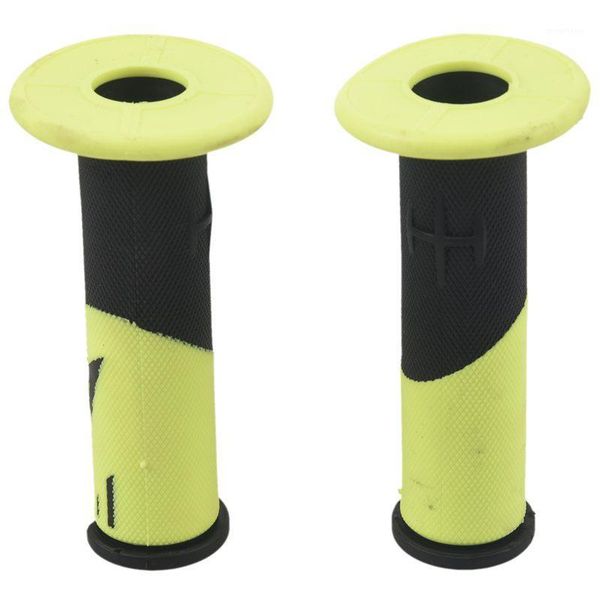 

2x handlebar motorcycle scooter motocross quality rubber handles with arrow pattern yellow1