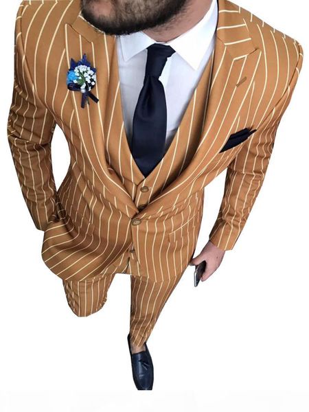 

mens suits striped slim fit 3 piece business groom jacket tuxedos blazer navy suits for wedding prom evening(blazer+vest+pants, White;black