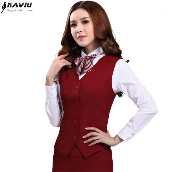 

spring fashion business ladies vest work wear uniforms slim v-neck formal jackets for women office vest coat plus size 1, Black;white