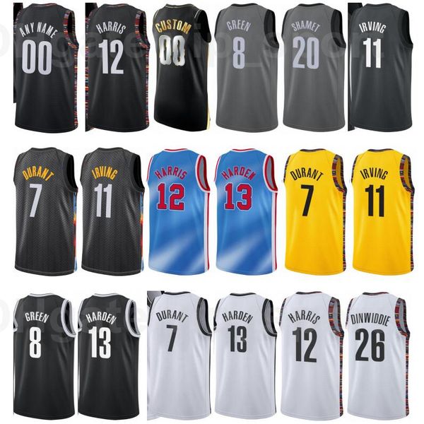 

print basketball landry shamet jersey 20 jeff green 8 bruce brown 1 timothe luwawu-cabarrot 9 city earned edition black white grey blue, Black;red