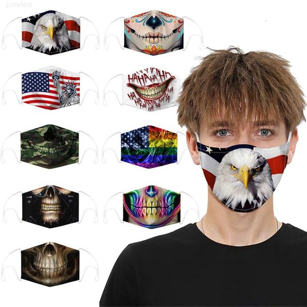 

in stock skull flag camo fashion face mask designer men women cotton halloween cosplay mouth masks dust windproof facemask