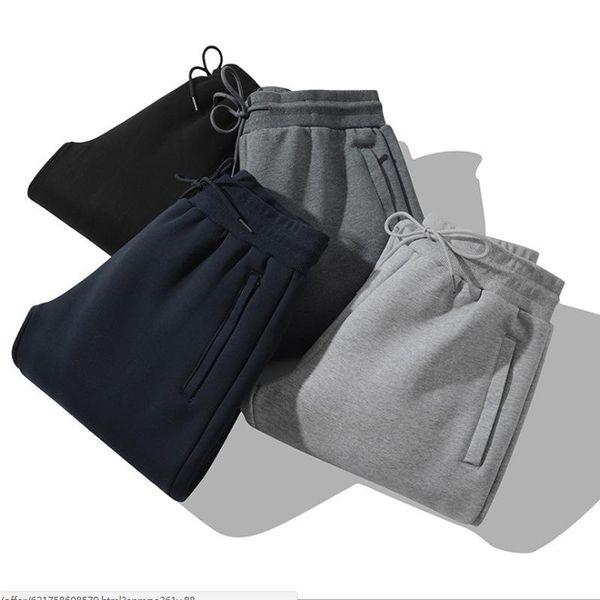 

winter warm wool pants men casual loose sportswear tracksuit sweatpants trousers track pants mens joggers plus size, Black