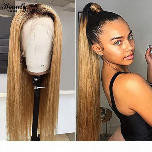 

1b 27 straight silk base 4x4 lace closure human hair wigs for women glueless bleached knot virgin wig pre plucked with baby hair, Black;brown