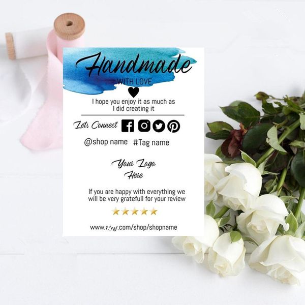 

custom thank you business insert card order packaging card with social media icons package inserts customizable business note bbylkc