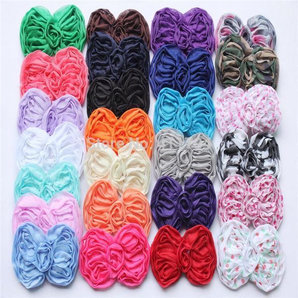 

ties 75 yards / lot , 2.5" shabby chic chiffon bow trim, flowers1, Red;brown