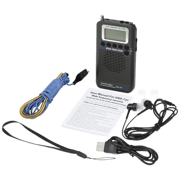 

ffyy-hanrongda hrd-737 portable radio aircraft band receiver fm/am/sw/ cb/air/vhf radio world band with lcd display alarm clock