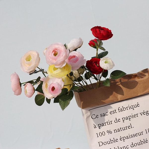 

decorative flowers & wreaths 3pcs/lot simulation peony silk flower artificial branch wreath for wedding home decoration fake display