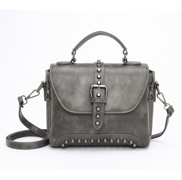

women rivet messenger bags shoulder bags matte pu satchels crossbody purse simple fashion bag ladies