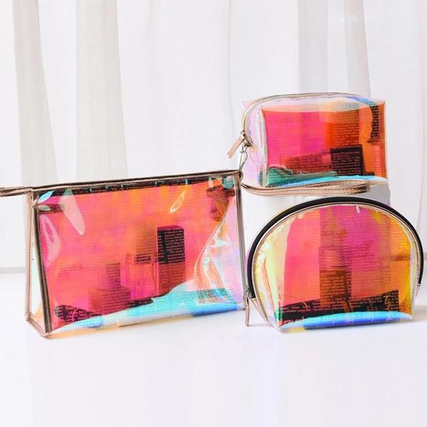 

cosmetic bags & cases 1 pc clear laser women bag pvc waterproof makeup travel make up storage organizer beauty case toiletry