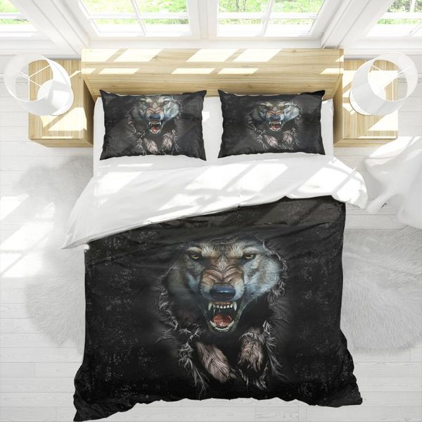 

bedding sets ferocious wolf 3d printed 3pcs set duvet cover home textiles