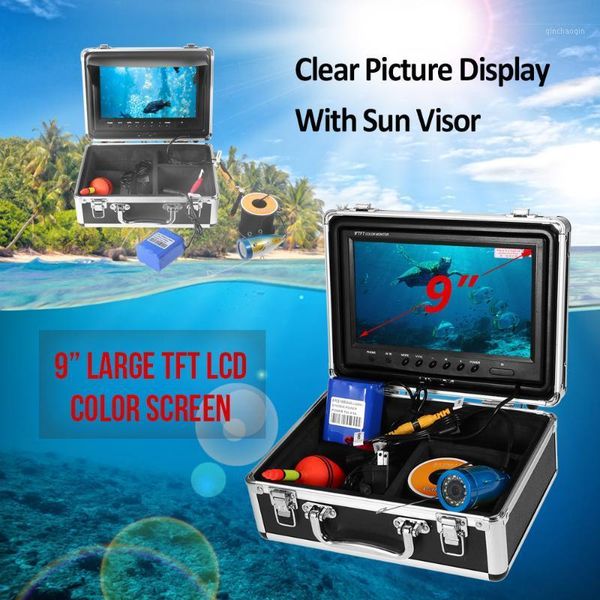 

new portable fish finder 24 led lamps 15m cable 9 inch lcd monitor waterproof underwater fishing camera for sea fishfinder1