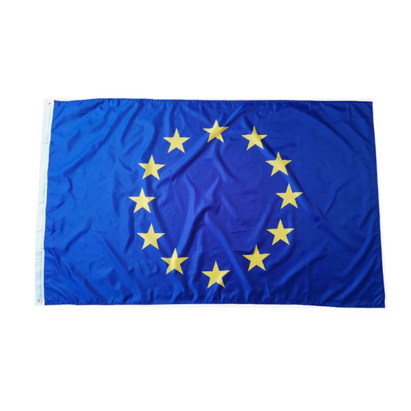 Europa Union Flags País Bandeiras Nacionais 3'X5'FT 100D Poliéster Frete Grátis Alta qualidade com dois ilhós de latão