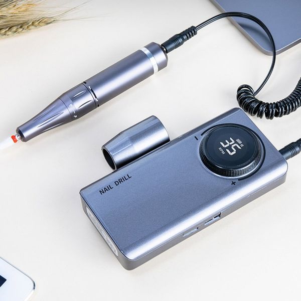 

new manicure nail art rechargeable 35,000rpm electric nail drill file machine mill cutter sets apparatus gel nails polisher, Silver