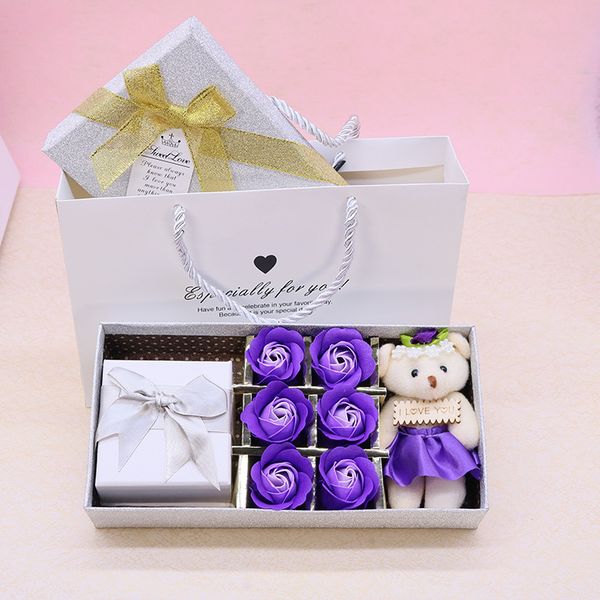 

factory pricesoap flower silver box bear rose present love valentine birthday wedding gift decoration