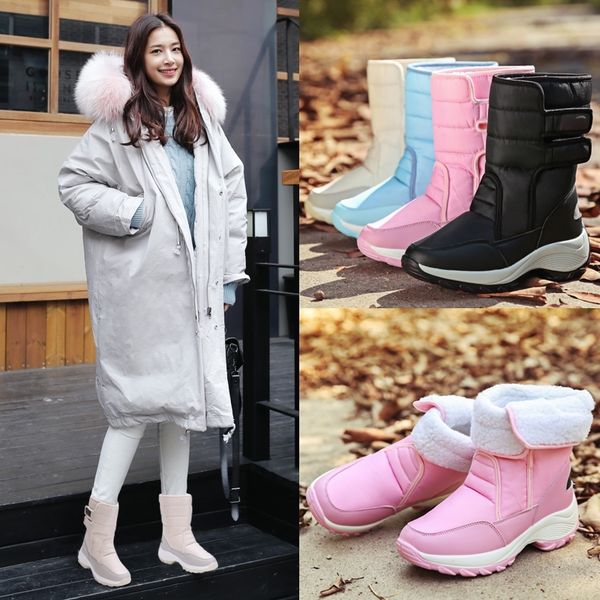 

winter fashion booties woman waterproof keep warm female coturno lightweight non-slip female coturno size 35-42 t200425, Black