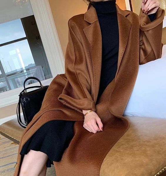 

cashmere coat wame max 20 quu dong с рябью тканью пальто лаббра-халат модель, Black