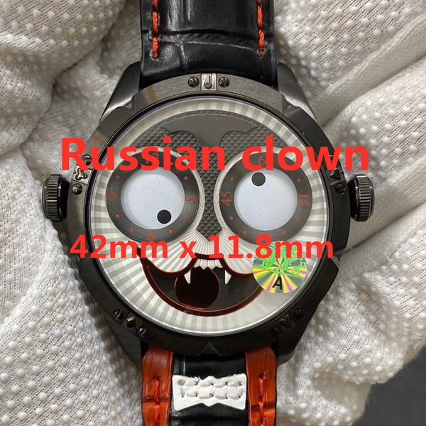 

from quartz luxe case montre clown russian 11.8mm 42mm movement switzerland x imported stainless steel watch automatic de lltek, Slivery;brown