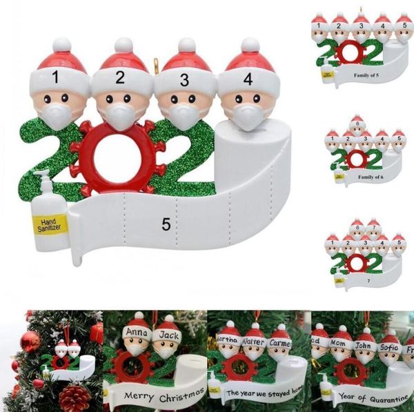 

ornament quarantine tree 2020 christmas decoration resin pandemic social party distancing santa claus with mask 1-7 people gift