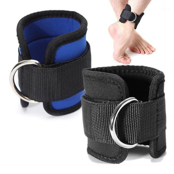

1pc ankle guard strap d-ring adjustable thigh leg pulley gym weight lifting multi cable attachment fitness protection1, Blue;black