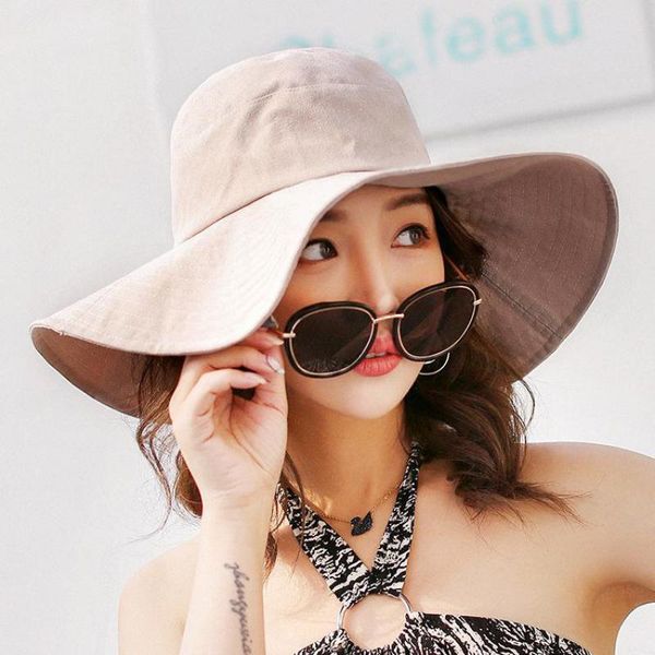 

кокк весенние летние солнца шляпы для женщин большой широкий краевые хлопковые ковш шляпа пляж пляж панама шапка крышка козырек взморья cape, Blue;gray