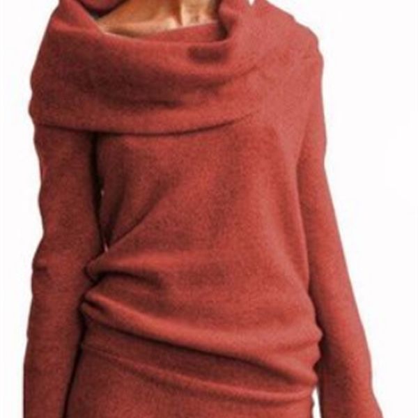 

zogaa women's nightgown long sleeve heap collar off the loose casual shoulder solid 6-color slash neck ladies halloween sweaters p656, White;black