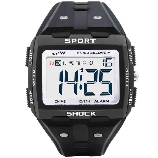 

easy to read digital watch 50 meter water resistent 50mm big dial relogio masculino, Slivery;brown
