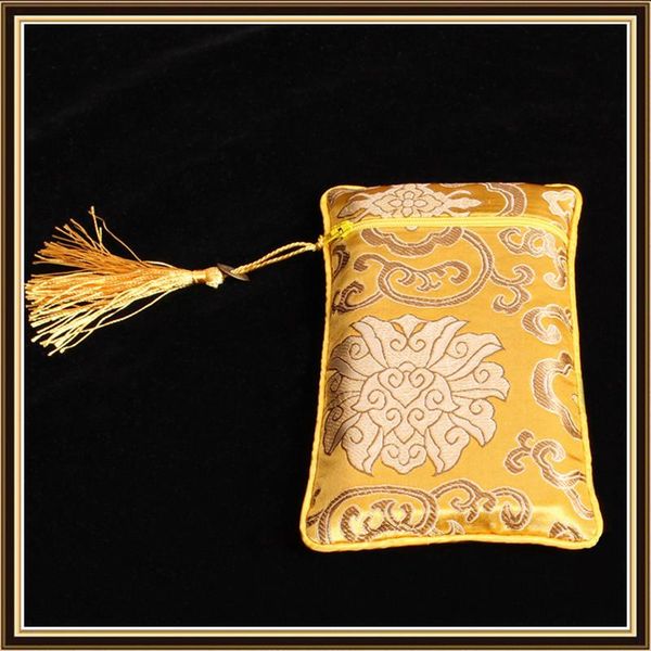 

gift wrap 50pcs chinese silk zip bag christmas long coin purse party favors jewelry necklace comb mobile phone pouches wholesale