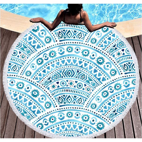 

bohemian geometric color beach towel summer microfiber children tassel summer swimming trip gift mat toalla large round yoga mat f wmtbju
