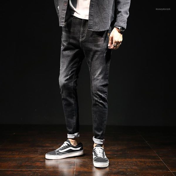 

sharonds 2018 men's autumn jeans summer comfortable slim casual personality embroidery men's jeans lead tights thin1, Blue