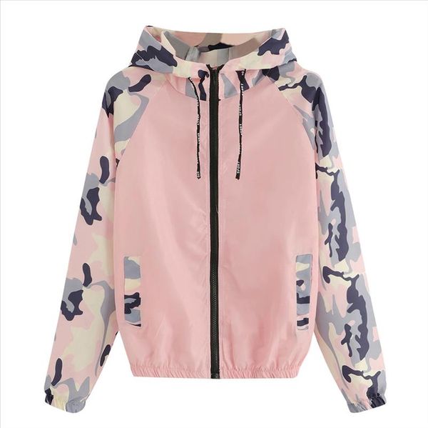 

jaycosin womens jacket windbreaker long sleeve hooded jacket women sport casual jackets coat outwear chaqueta mujer, Black;brown