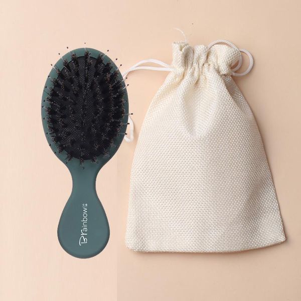 

brainbow 1pc bristle hair brush 5 colors non-slip handle hair comb head scalp massager cute &mini sized comb q wmttxk, Silver