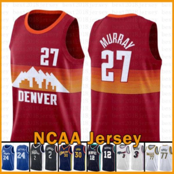

jamal 27 murray denver nuggets new basketball jersey 2020 2021 new stephen 30 curry donovan 45 mitchell jayson 0 tatum 2 leonard, Black;red
