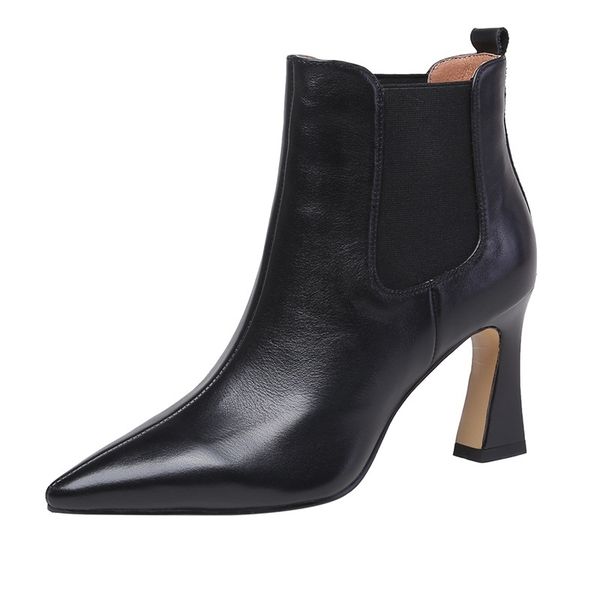 

2021 женская лодыжка стильная подлинная скрыть обувь женщина высокие каблуки женские сапоги 34-40 tb12, Black