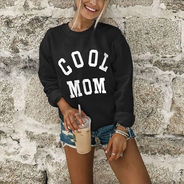 

2021 cool mom sweatshirt women autumn and winter print monogrammed hoodie pullover, Black